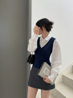 Load image into Gallery viewer, Kadaka T-0550 Long Sleeve Collar Vest Top Puffy Sleeves | Atasan Lengan Panjang Wanita
