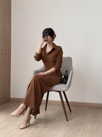 Load image into Gallery viewer, Kadaka D-0258 Long Sleeves Maxi Dress Waist Scrunch | Dress Panjang Wanita Lengan Panjang
