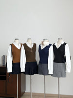 Load image into Gallery viewer, Kadaka T-0550 Long Sleeve Collar Vest Top Puffy Sleeves | Atasan Lengan Panjang Wanita
