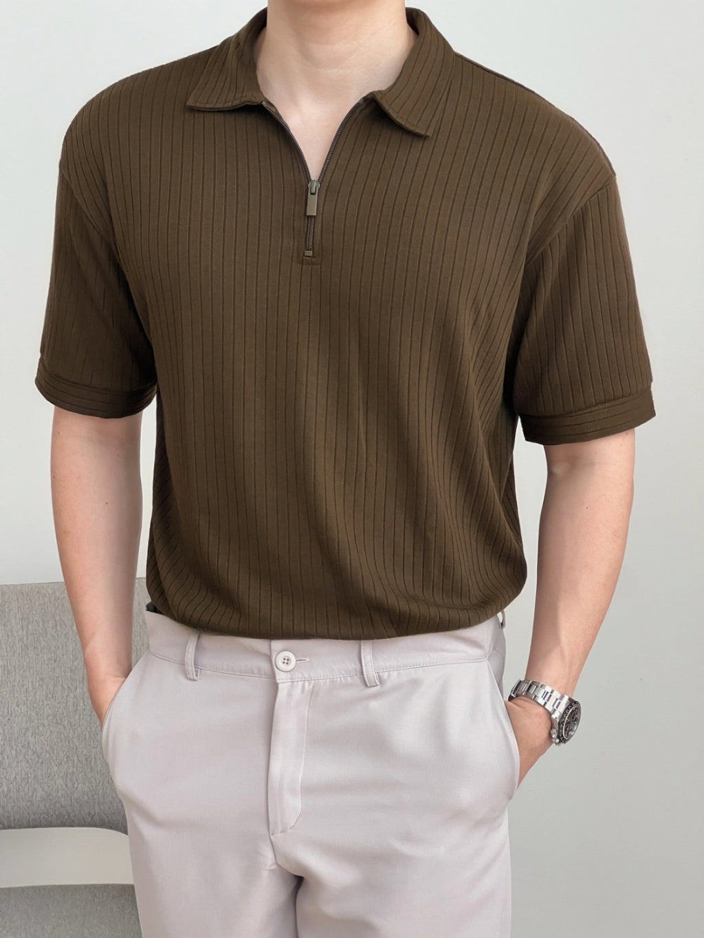 Kadaka MT-0187 Polo Shirt Men with Zipper Detail | Atasan Polo Pria Detail Kerah Zipper