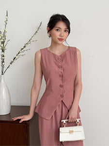 Kadaka T-0547 Button Vest Top | Atasan Vest Wanita