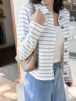 Muat gambar ke penampil Galeri, Kadaka T-0541 Cardigan Top Knit Stripes | Atasan Outer Wanita | Love Line Collection 2.0
