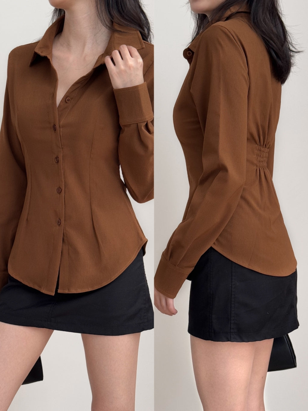 Kadaka T-0552 Long Sleeve Fitted Shirt | Atasan Kemeja Wanita Polos Lengan Panjang