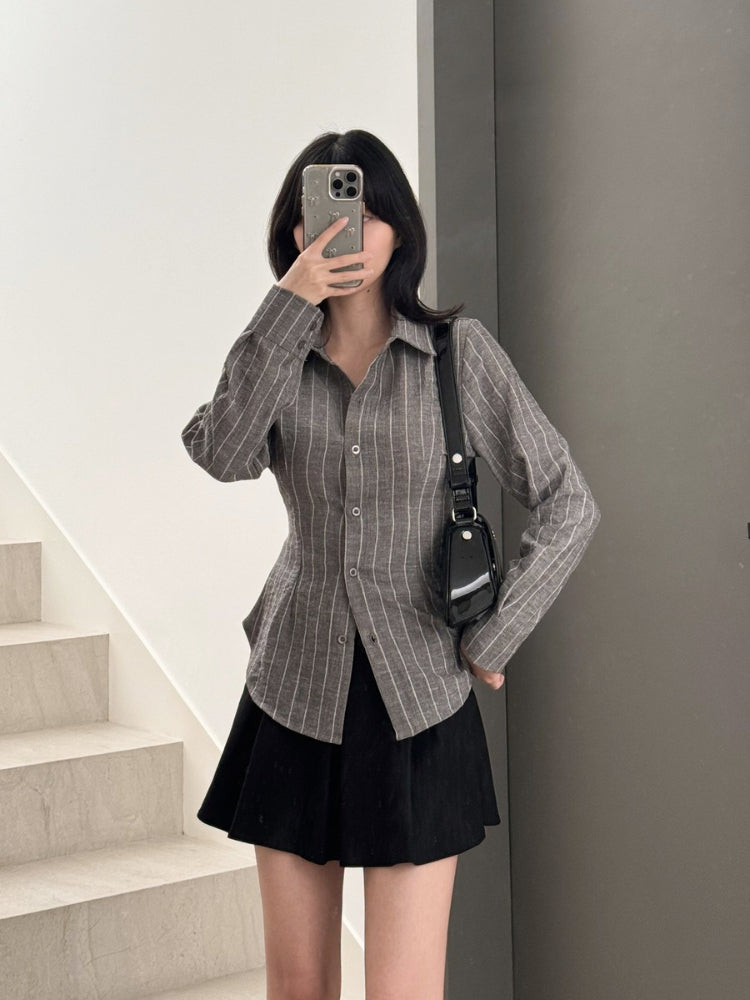 Kadaka T-0546 Fitted Shirt Long Sleeve Blouse | Atasan Kemeja Wanita Lengan Panjang | Curated Curriculum Collection