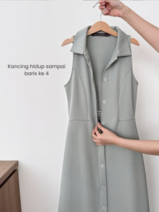 Kadaka D-0254 Buttoned Midi Dress with Collar | Midi Dress Wanita