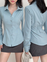 Load image into Gallery viewer, Kadaka T-0552 Long Sleeve Fitted Shirt | Atasan Kemeja Wanita Polos Lengan Panjang
