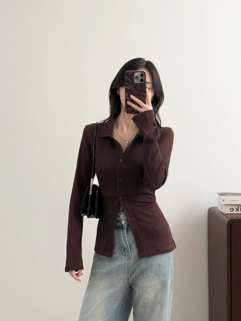 Kadaka T-0555 Fitted Cardigan Pleats Top | Atasan Wanita Cardi Pleats