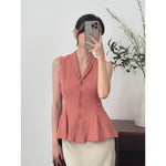 Muat gambar ke penampil Galeri, Kadaka T-0545 Sleeveless Peplum Ribbed Knit Top | Atasan Knit Wanita
