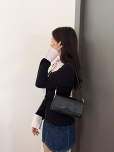 Kadaka T-0554 Long Sleeve Pleats Shirt Top with Collar Detail | Atasan Lengan Panjang Wanita