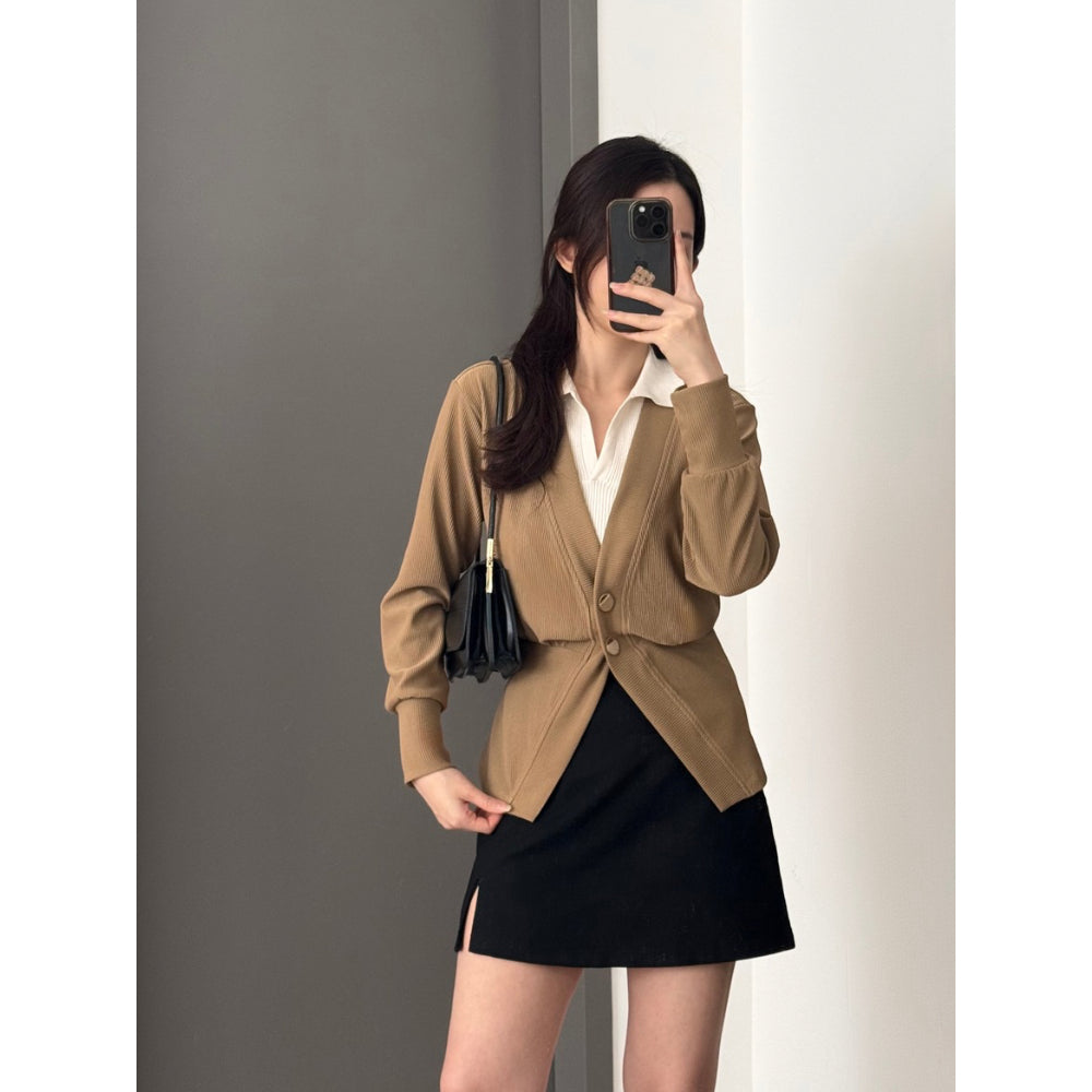 Kadaka O-0211 Outer Peplum Cardigan Knit | Atasan Cardigan Wanita Lengan Panjang