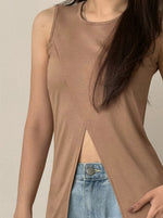 Muat gambar ke penampil Galeri, Kadaka Olivia Long Top | Long Top with Middle Slits |  Atasan Wanita Tanpa Lengan | T-0562
