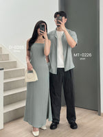 Load image into Gallery viewer, Kadaka Couple Group Family Outfit | Maxi Dress and Men Shirt | Pleated Pairs Collection 4.0
