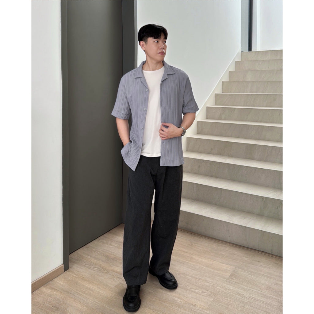 Kadaka MT-0226 Short Sleeve Shirt Men Pleats | Kemeja Pria Lengan Pendek Kerah Tidur