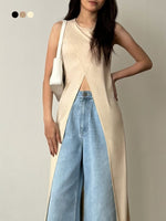 Muat gambar ke penampil Galeri, Kadaka Olivia Long Top | Long Top with Middle Slits |  Atasan Wanita Tanpa Lengan | T-0562
