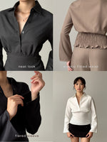 Load image into Gallery viewer, Kadaka Madison Top | Long Sleeve Waist Fitted Top | Atasan Wanita Lengan Panjang | Brooklyn Collection T-0570
