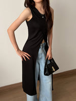 Muat gambar ke penampil Galeri, Kadaka Olivia Long Top | Long Top with Middle Slits |  Atasan Wanita Tanpa Lengan | T-0562
