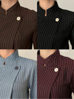 Load image into Gallery viewer, Kadaka Raina Top | Striped Modern Beskap with Adjustable Waist | Atasan Beskap Wanita | Modern Heritage Collection T-0569
