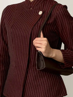 Load image into Gallery viewer, Kadaka Raina Top | Striped Modern Beskap with Adjustable Waist | Atasan Beskap Wanita | Modern Heritage Collection T-0569
