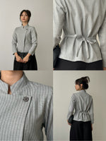 Load image into Gallery viewer, Kadaka Raina Top | Striped Modern Beskap with Adjustable Waist | Atasan Beskap Wanita | Modern Heritage Collection T-0569
