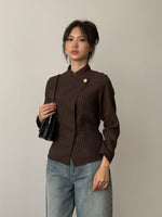 Load image into Gallery viewer, Kadaka Raina Top | Striped Modern Beskap with Adjustable Waist | Atasan Beskap Wanita | Modern Heritage Collection T-0569
