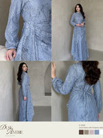 Load image into Gallery viewer, Kadaka D-0269 Maxi Lace Dress with Drapery Detail | Dress Wanita Panjang Detail Brukat
