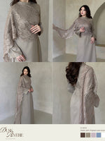Load image into Gallery viewer, Kadaka D-0270 Maxi Dress with Draped Lace Scarf | Dress Panjang Wanita Scarf Brukat

