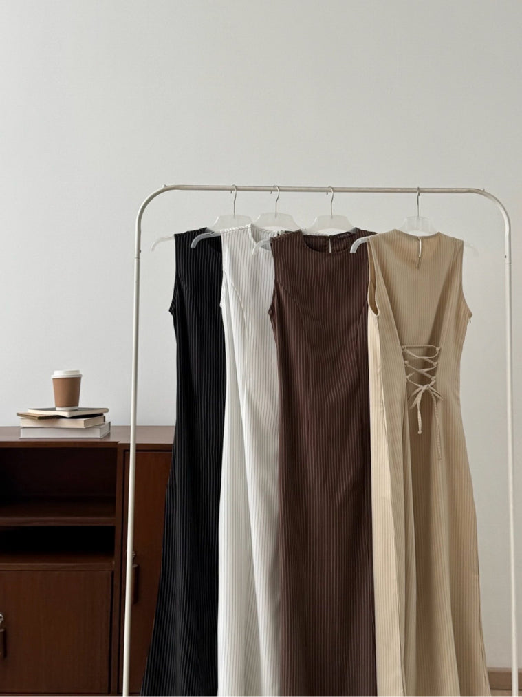 Kadaka D-0266 Maxi Dress Stripes with Adjustable Waist | Dress Panjang Wanita