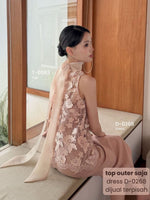 Load image into Gallery viewer, Kadaka T-0563 CNY Imlek Cheongsam Halter Brocade Top with Chiffon Necktie | Atasan Wanita Brukat Tanpa Lengan
