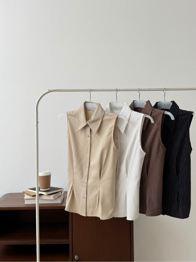 Kadaka T-0560 Sleeveless Shirt Top Stripes | Atasan Wanita Kerah Tanpa Lengan