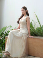 Load image into Gallery viewer, Kadaka S-0199 Jacquard Cheongsam Set with Satin Tulle Midi Skirt | Set Atasan dan Rok Wanita
