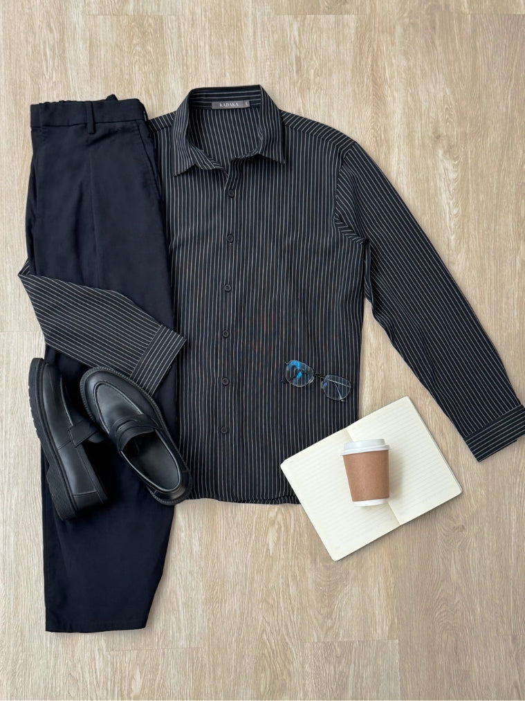 Kadaka MT-0227 Men Striped Long Sleeve Shirt | Kemeja Stripes Pria