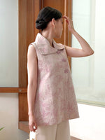 Load image into Gallery viewer, Kadaka T-0565 CNY Imlek Jacquard Sleveeless Top with Cheongsam Buttons | Atasan Tanpa Lengan Wanita
