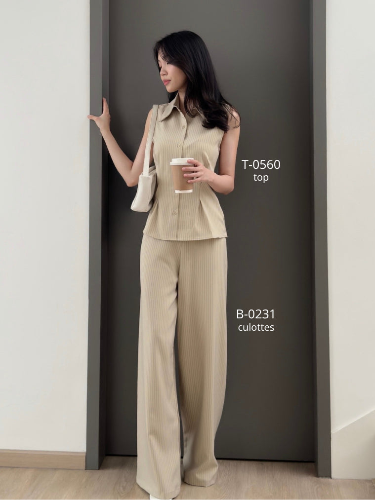 Kadaka B-0231 Highwaisted Culotte Stripes | Celana Kulot Wanita Stripes