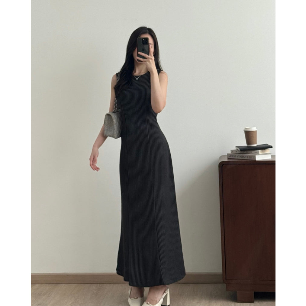 Kadaka D-0266 Maxi Dress Stripes with Adjustable Waist | Dress Panjang Wanita