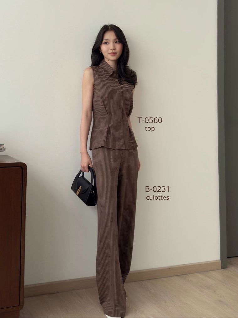 Kadaka T-0560 Sleeveless Shirt Top Stripes | Atasan Wanita Kerah Tanpa Lengan