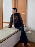 Load image into Gallery viewer, Kadaka T-0564 CNY Imlek Cheongsam Long Sleeve Lace Top with Neck Scarf | Atasan Lengan Panjang Brukat Wanita
