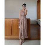 Load image into Gallery viewer, Kadaka O-0215 CNY Imlek Cheongsam Lace Sleeveless Long Outer with Side Slit | Luaran Outer Brukat Tanpa Lengan Wanita
