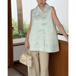 Load image into Gallery viewer, Kadaka T-0565 CNY Imlek Jacquard Sleveeless Top with Cheongsam Buttons | Atasan Tanpa Lengan Wanita
