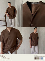 Muat gambar ke penampil Galeri, Kadaka MT-0230 Short Sleeve Rounded Vneck Shirt | Atasan Pria Lengan Pendek
