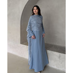 Load image into Gallery viewer, Kadaka D-0270 Maxi Dress with Draped Lace Scarf | Dress Panjang Wanita Scarf Brukat
