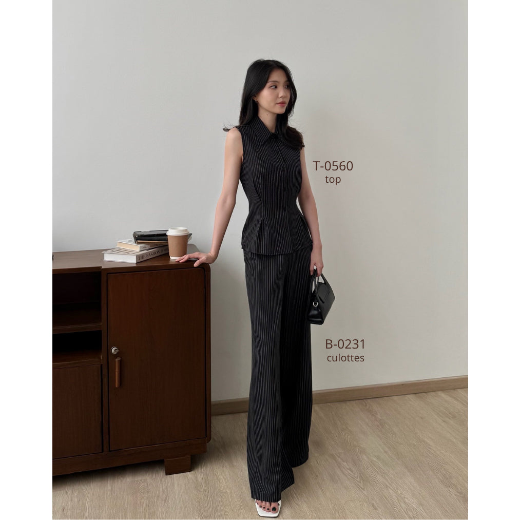 Kadaka B-0231 Highwaisted Culotte Stripes | Celana Kulot Wanita Stripes