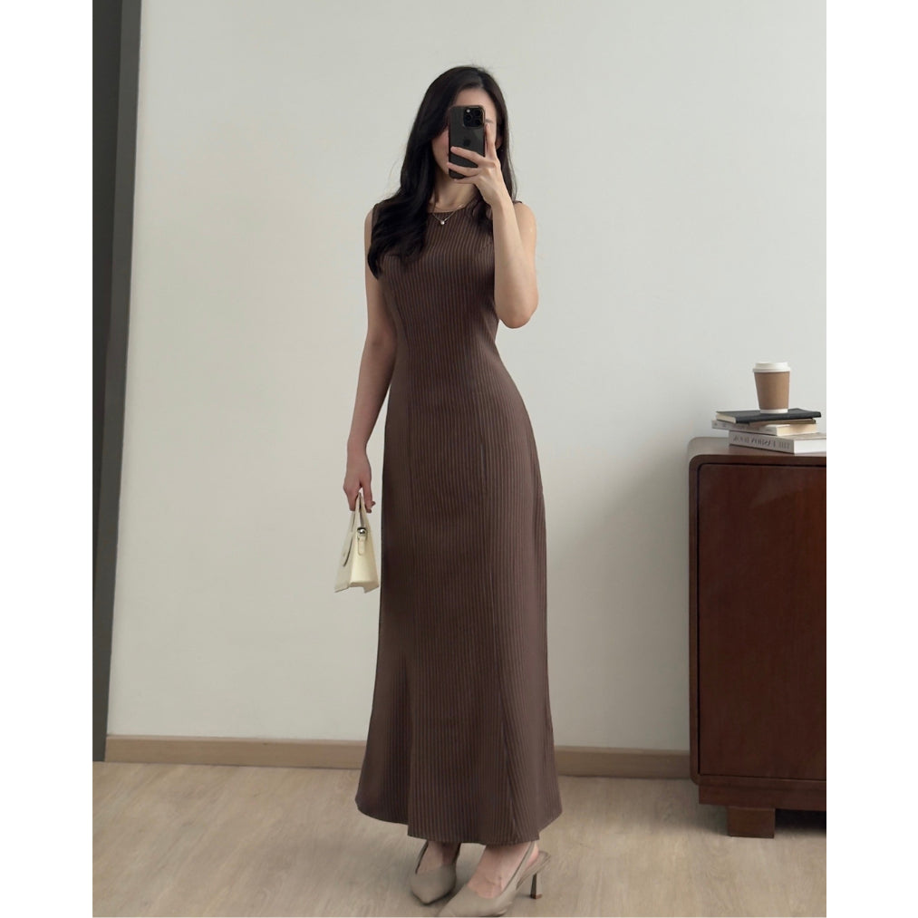 Kadaka D-0266 Maxi Dress Stripes with Adjustable Waist | Dress Panjang Wanita