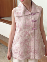 Load image into Gallery viewer, Kadaka T-0565 CNY Imlek Jacquard Sleveeless Top with Cheongsam Buttons | Atasan Tanpa Lengan Wanita
