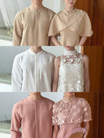 Load image into Gallery viewer, Kadaka Couple Group Family Outfit | CNY Imlek Cheongsam Top Dress Outer and Men Shirt | Season of Luck Collection (1)
