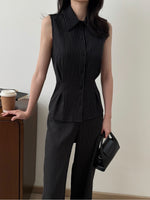 Load image into Gallery viewer, Kadaka T-0560 Sleeveless Shirt Top Stripes | Atasan Wanita Kerah Tanpa Lengan
