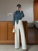 Load image into Gallery viewer, Kadaka T-0564 CNY Imlek Cheongsam Long Sleeve Lace Top with Neck Scarf | Atasan Lengan Panjang Brukat Wanita
