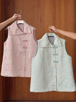 Load image into Gallery viewer, Kadaka T-0565 CNY Imlek Jacquard Sleveeless Top with Cheongsam Buttons | Atasan Tanpa Lengan Wanita
