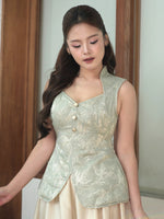 Load image into Gallery viewer, Kadaka S-0199 Jacquard Cheongsam Set with Satin Tulle Midi Skirt | Set Atasan dan Rok Wanita
