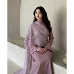 Load image into Gallery viewer, Kadaka D-0270 Maxi Dress with Draped Lace Scarf | Dress Panjang Wanita Scarf Brukat
