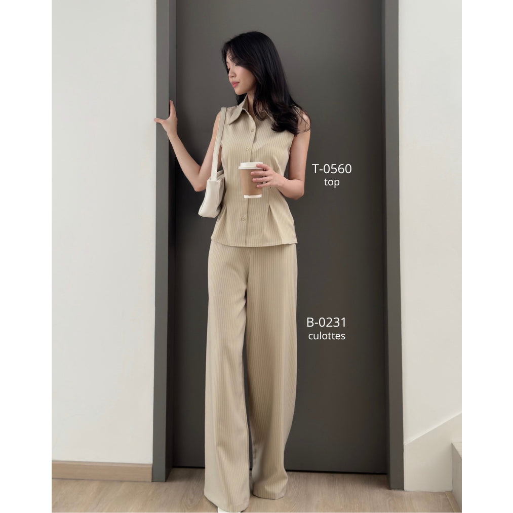 Kadaka B-0231 Highwaisted Culotte Stripes | Celana Kulot Wanita Stripes